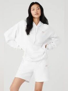 ALO Yoga White Oversized Hoodie - Women's Pullover